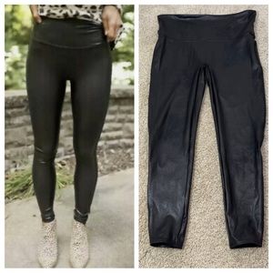 SPANX FAUX LEATHER LEGGINGS BLACK 2437P SIZE 3X PLUS SIZE